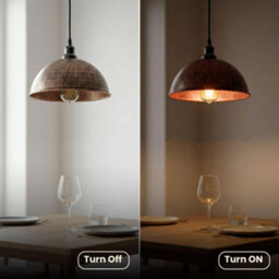 Ledsone Vintage Pendant Light - Brushed Copper Metal Ceiling Lamp, E27 Easy Fit - thumbnail 5