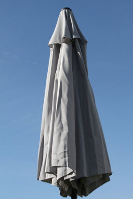 Garden Market Place 2.7M Wide Grey Garden Parasol Umbrella With Tilt And Crank, 180G Fade Resistant Polyester Canopy With Wind Vent - image 1