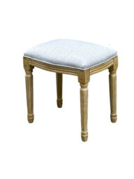 Aspect Furniture French Style Belle Dressing Table Stool ,white Washed Wood,grey Cushion - thumbnail 4