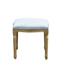 Aspect Furniture French Style Belle Dressing Table Stool ,white Washed Wood,grey Cushion - thumbnail 3
