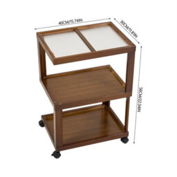 02 Acrylic Top+With Wheels 3-Tier Bamboo Vintage Display Rack Side Table For Home - thumbnail 2