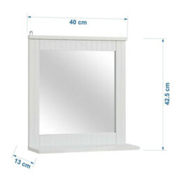 Hanging Vanity Mirror With Wooden Frame, Wall-Mounted With Storage Shelf For Space Efficiency White - thumbnail 5