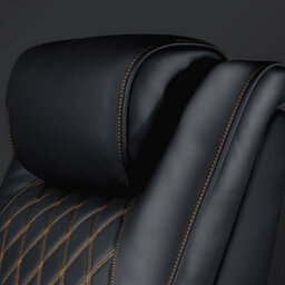 Valencia Oslo Ultimate Luxury Edition Home Theater Seating Row Of 5 Loveseat Left Onyx Gold Stitching - thumbnail 7