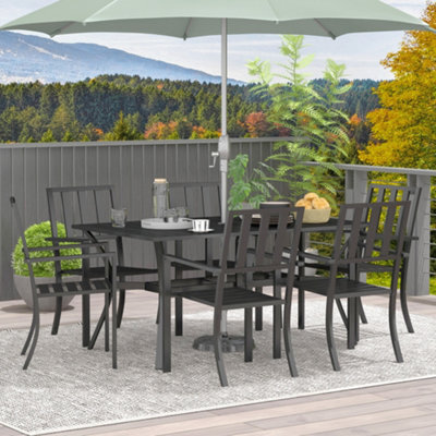 Outsunny 7 Pieces Patio Dining Set With Umbrella Hole, For Poolside, Garden - image 1