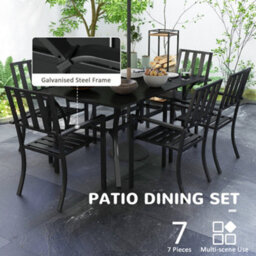 Outsunny 7 Pieces Patio Dining Set With Umbrella Hole, For Poolside, Garden - thumbnail 6
