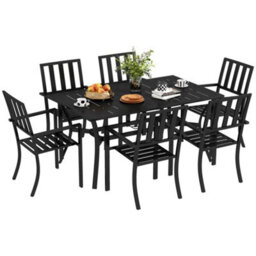Outsunny 7 Pieces Patio Dining Set With Umbrella Hole, For Poolside, Garden - thumbnail 2