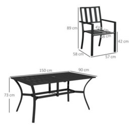 Outsunny 7 Pieces Patio Dining Set With Umbrella Hole, For Poolside, Garden - thumbnail 3