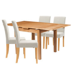 Hallowood Furniture Waverly Oak Small Extending Table With 4 Upholstered Beige Chair With Oak Legs - thumbnail 8