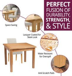 Hallowood Furniture Waverly Oak Small Extending Table With 4 Upholstered Beige Chair With Oak Legs - thumbnail 2