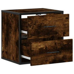 Berkfield Wall-Mounted Bedside Cabinets 2 Pcs Smoked Oak 40X31X39.5 Cm - thumbnail 9
