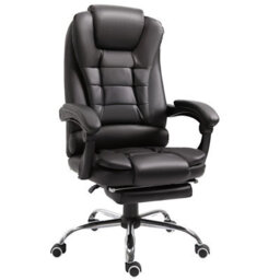 Homcom Pu Leather Executive Office Chair With Retractable Footrest, Brown - thumbnail 2