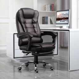 Homcom Pu Leather Executive Office Chair With Retractable Footrest, Brown