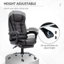 Homcom Pu Leather Executive Office Chair With Retractable Footrest, Brown - thumbnail 6