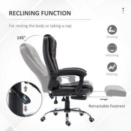 Homcom Pu Leather Executive Office Chair With Retractable Footrest, Brown - thumbnail 5