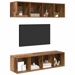 Berkfield Tv Cabinet Set 3 Pcs Old Wood Engineered Wood - thumbnail 3