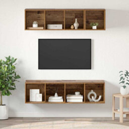 Berkfield Tv Cabinet Set 3 Pcs Old Wood Engineered Wood - thumbnail 1