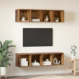 Berkfield Tv Cabinet Set 3 Pcs Old Wood Engineered Wood - thumbnail 4