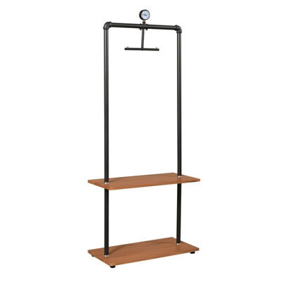Walplus Furinno Wyatt Industrial Style Garment Rack With Wood Shelves, Antique Espresso - image 1