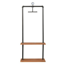 Walplus Furinno Wyatt Industrial Style Garment Rack With Wood Shelves, Antique Espresso - thumbnail 2