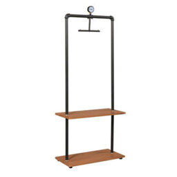 Walplus Furinno Wyatt Industrial Style Garment Rack With Wood Shelves, Antique Espresso - thumbnail 1