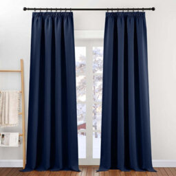 Oxford Homeware Plain Navy 230Gsm Blackout Curtain Thermal Insulated Pencil Pleat For Living Room Curtain Pair (W)228Cmx(L)228Cm - thumbnail 1