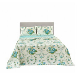 Soft Floral Brushed Cotton Fitted Flat Sheet And Matching Pillowcases Blue - thumbnail 3