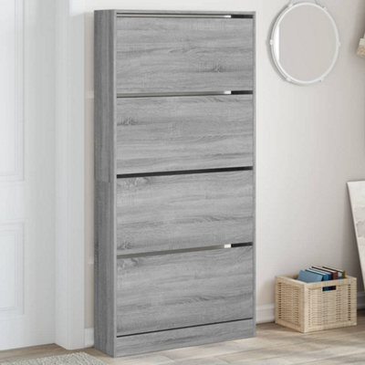 Berkfield Shoe Cabinet With 4 Flip-Drawers Grey Sonoma 80X21X163.5 Cm - image 1