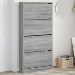 Berkfield Shoe Cabinet With 4 Flip-Drawers Grey Sonoma 80X21X163.5 Cm - thumbnail 1