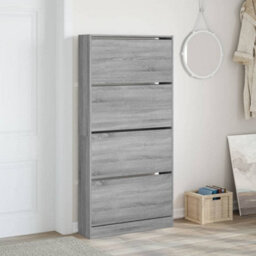 Berkfield Shoe Cabinet With 4 Flip-Drawers Grey Sonoma 80X21X163.5 Cm - thumbnail 3