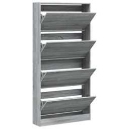 Berkfield Shoe Cabinet With 4 Flip-Drawers Grey Sonoma 80X21X163.5 Cm - thumbnail 5