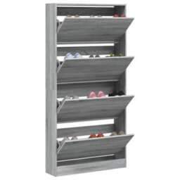 Berkfield Shoe Cabinet With 4 Flip-Drawers Grey Sonoma 80X21X163.5 Cm - thumbnail 4