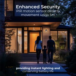 Luceco Prysm Non-Adjustable Black Battery & Solar-Powered Led 3W Pir With Motion Sensor Square Outdoor Wall Light - thumbnail 8