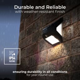 Luceco Prysm Non-Adjustable Black Battery & Solar-Powered Led 3W Pir With Motion Sensor Square Outdoor Wall Light - thumbnail 6