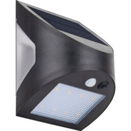 Luceco Prysm Non-Adjustable Black Battery & Solar-Powered Led 3W Pir With Motion Sensor Square Outdoor Wall Light