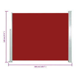 Walplus Retractable Side Awning Garden Sun Shade Canopy Gazebo For Back Door, Porch, Patio 120 X 300 Cm Red - thumbnail 7