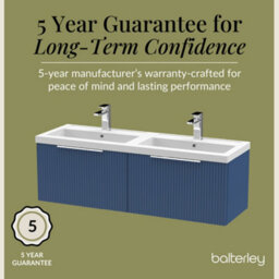 Balterley Fluted Wall Hung 2 Drawer Vanity Basin Unit With Double Polymarble Basin 1200mm - Satin Blue - thumbnail 6