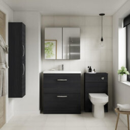 FNX Bathrooms Element Fitted Wall Hung 2 Door Mirror Unit 800mm Charcoal Black - thumbnail 1