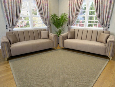 Italya Cream 3+3 Cream Sofa Set Fullback