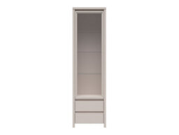 Arte Kaspian 56Cm Tall Cashmere Glass Display Cabinet - Slim Showcase With 2 Drawers - thumbnail 2