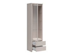 Arte Kaspian 56Cm Tall Cashmere Glass Display Cabinet - Slim Showcase With 2 Drawers - thumbnail 3