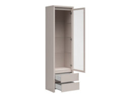 Arte Kaspian 56Cm Tall Cashmere Glass Display Cabinet - Slim Showcase With 2 Drawers - thumbnail 4