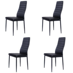Living And Home Dining Table Set Of 5 Glass Rectangular Dining Table And 4 Faux Leather Dining Chairs Set For Kitchen - thumbnail 4