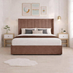 Luxury Mink Plush Milan Small Double Bed Frame With Mattress 54 Inches Wingback Headboard 2 Footend Storage Drawers - thumbnail 4