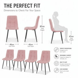 Bravich Zurich Velvet Embossed Dining Chair - Pink, Set Of 4 - thumbnail 7