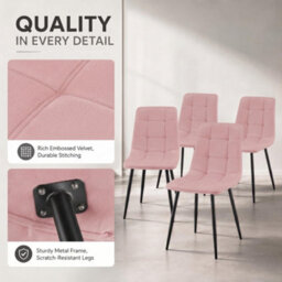 Bravich Zurich Velvet Embossed Dining Chair - Pink, Set Of 4 - thumbnail 6
