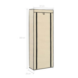 Walplus Shoe Cabinet With Cover Cream 57X29X162 Cm Fabric - thumbnail 9
