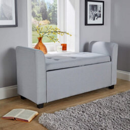 Home Source Verona Sleigh Style Window Bench Storage Seat Light Grey - thumbnail 3