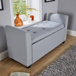Home Source Verona Sleigh Style Window Bench Storage Seat Light Grey - thumbnail 4