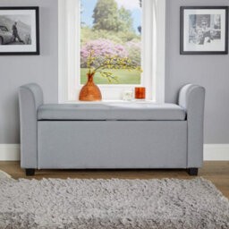 Home Source Verona Sleigh Style Window Bench Storage Seat Light Grey - thumbnail 5