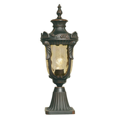Stylish Outdoor Ip44 1 Bulb Led Pedestal Light In Old Bronze Finish - image 1